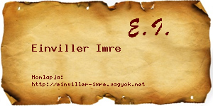 Einviller Imre névjegykártya